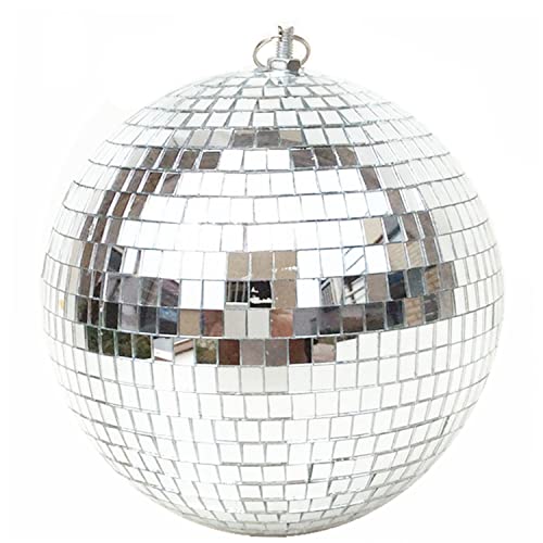 Mirror Disco Ball 8 Inch Hanging Disco Ball for Party Wedding Holiday Home Decoration, Silver