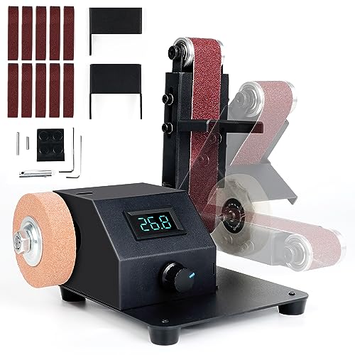 OUYANG Mini Belt Sander, 350W Electric Sander, 1.2x15in Belt Bench Grinder Comes With 10 Pieces of Sanding Belts, Suitable for Grinding Tools Such as Metal, Wood, Aluminum, Etc