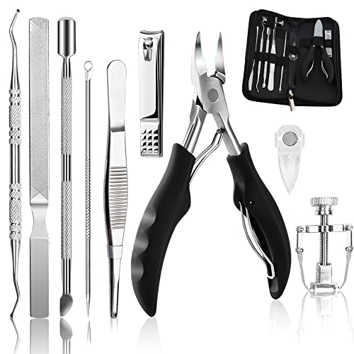 Bcabo 10Pcs/set Ingrown Toenail Tools Kit, Nail Treatment Foot Tool,Ingrown Toenail Removal Correction Clippers, Surgery Grade Nail File Lifter, Professional Pedicure Tool