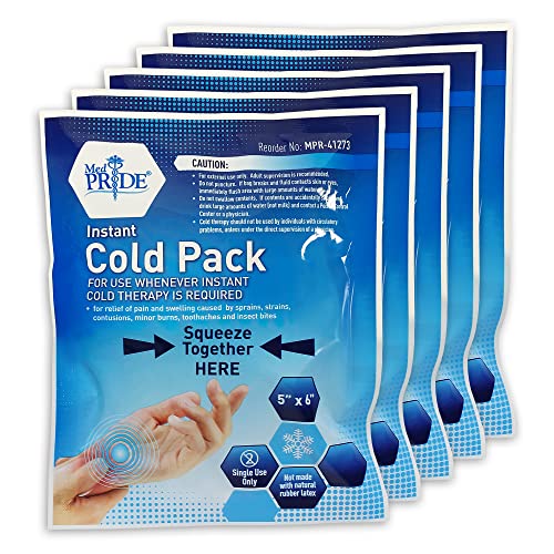 Medpride Instant Cold Pack (5”x 6”) – Set of 24 Disposable Cold Therapy Ice Packs for Pain Relief, Swelling, Inflammation, Sprains, Strained Muscles, Toothache – for Athletes & Outdoor Activities