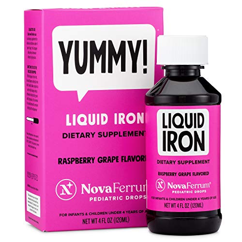 NovaFerrum Yummy | Pediatric Drops Liquid Iron Supplement for Infants and Toddlers | Liquid Iron for Kids | 15mg of Iron Per 1mL Dose | Ages 4 & Under | Gluten Free Certified | Sugar-Free | Raspberry