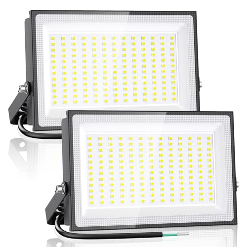 Onforu 150W LED Flood Light Outdoor, 12000LM Super Bright Security Light, IP66 Waterproof Outdoor Floodlight, 2 Pack 6500K Daylight White LED Exterior Light for Basketball Court, Stadium, Playground