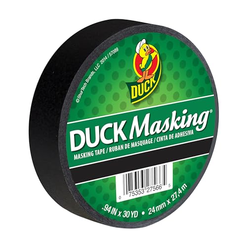 Duck Brand 240877 Color Masking Tape, 0.94-Inch by 30-Yard (Single Roll), Black, 90 Foot