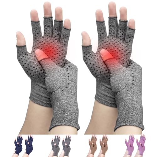 DRNAIETY 2 Pairs Compression Gloves for Hand Arthritis, Rheumatoid, Osteoarthritis, Carpal Tunnel Pain for Women & Men, Anti-Slip Glue dot Gloves for Work