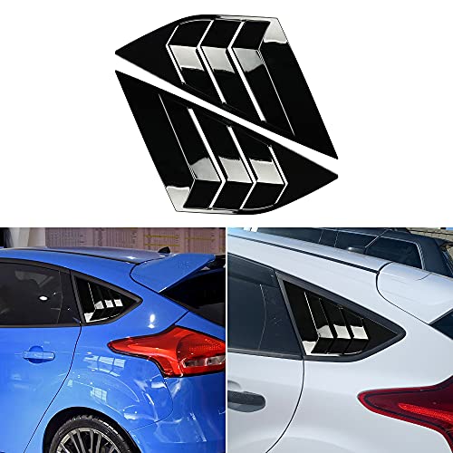 DLOVEG Rear Side Window Louvers Compatible for Ford Focus ST RS MK3 Hatchback Accessories 2012-2018 Air Vent Scoop Cover Louver (Bright Black)