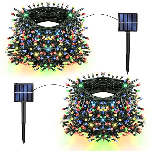 TW SHINE 2 Pack Solar Christmas Lights Decorations Outdoor, Total 400 LED 132 FT Solar Powered Outdoor Christmas Light with 8 Modes, Waterproof Christmas Decor for Home Tree Party Yard (Multi-colored)