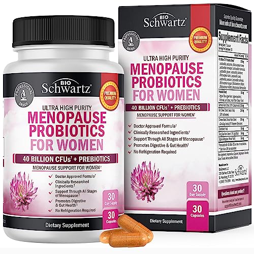 Menopause Support Probiotics for Women - Hot Flashes Night Sweats Mood Swings and Hormone Balance - Natural Menopause Relief Supplements for Women with Astragalus - 30 Servings