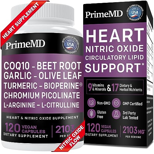 26-in-1 Nitric Oxide Supplement - Heart Health Supplements and Blood Flow with Coq 10, Organic Beet Root Powder, Olive Leaf Extract, Hawthorn Berry and Garlic Supplements with 2103mg Per Serving