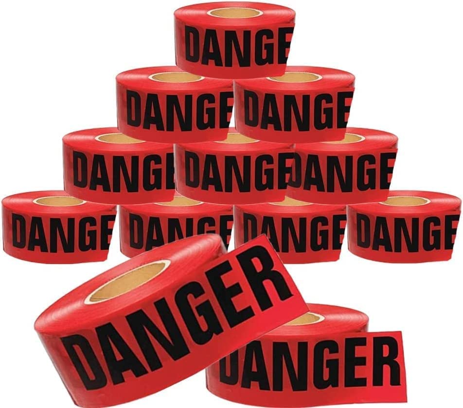 Cordova Safety Products - T15211 Pro Pack Danger Barricade Tape - Set of 12 Rolls - Each Roll Measures 3