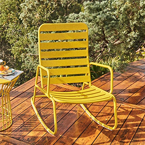 Novogratz 88065YLW1E Poolside Roberta Outdoor Rocking Chair, Yellow