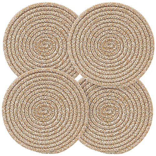 Pot Holders Trivets Set 4 Pcs, Potholders for Kitchens, 100% Pure Cotton Thread Weave Trivets for Hot Dishes/Pot/Bowl/Teapot/Hot Pot Holders, 7.9 Inches. …