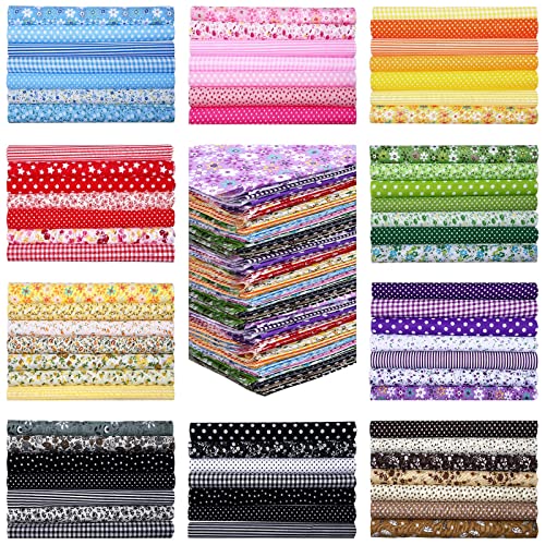 Tudomro 70 Pcs 10 x 10 Inch Cotton Fabric Square Patchwork Fabrics Multi Color Printed Floral Square Patchwork Fabric Quilting Fabric Bundles for Holiday DIY Crafts Cloths Handmade