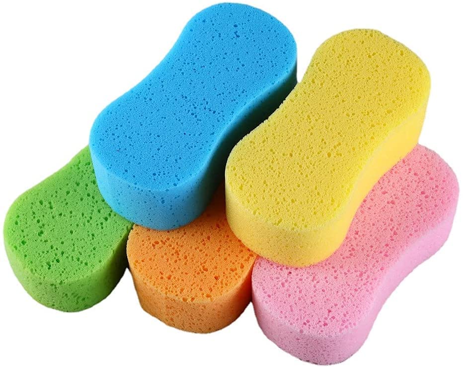Car Wash Sponge, 3 Pack Extra Thick Large Colorful Cleaning Sponge Multi-Purpose for Bathroom Kitchen Bike Boat (Random 3-Color Mix)