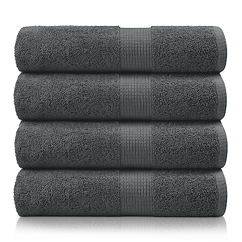 LANE LINEN Bath Sheets Bathroom Towel Set of 4, 100% Cotton Bath Sheet Towels for Adult, Ultra Soft & Highly Absorbent Grey Large Bath Towels, Shower Towels Bath Sheet Sets for Bathroom - 35