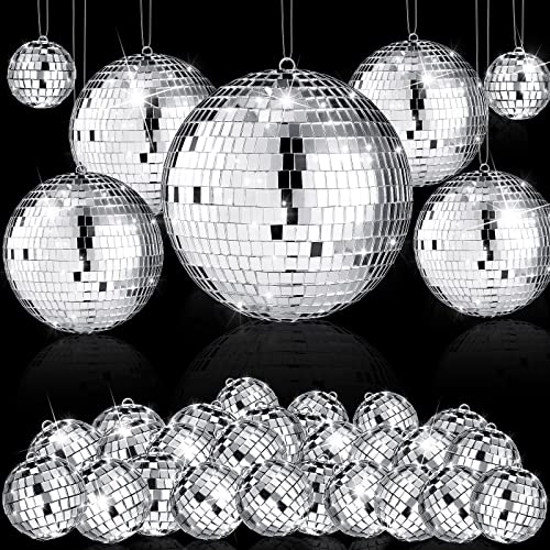 Hoolerry 65 Pcs Mirror Disco Balls Ornaments Different Sizes Bulk Reflective Hanging Disco Ball Decorations for Disco Themed Bachelorette Wedding Music Festivals Party(6/3.2/2/ 1.2 in)