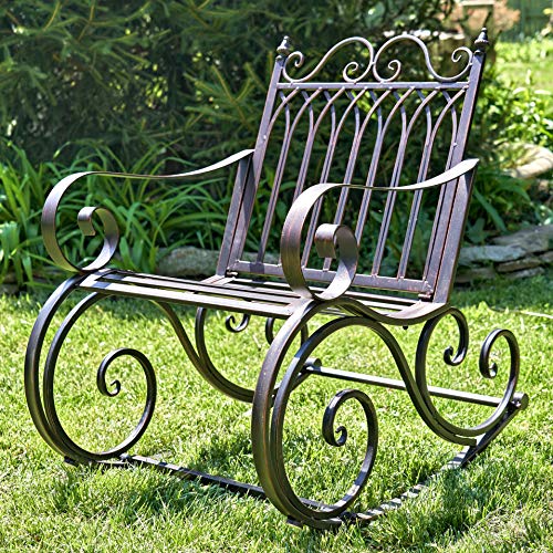 Zaer Ltd. Outdoor Metal Rocking Arm Chair/Bench (Arm Chair, Bronze)