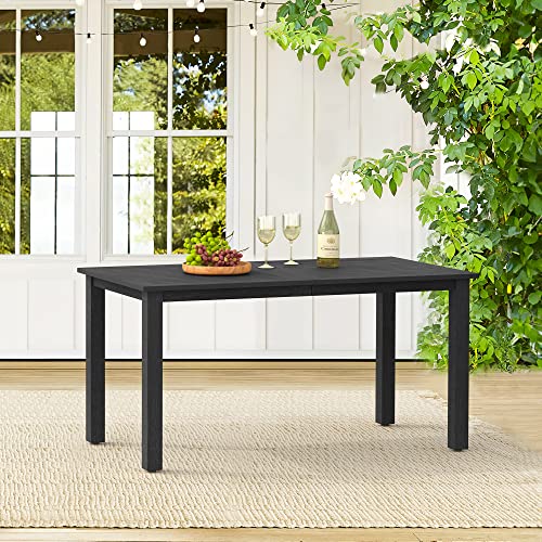 Cozyman 6-Person HDPS Outdoor Dining Table, Weather-Resistant Rectangle Patio Dining Table, 500LBS Weight Capacity, Outdoor Patio Table for Outside Indoor, Lawn, Garden, and Backyard, Black