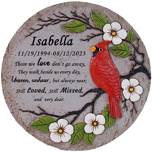 mildahjoy Personalized Human Memorial Garden Stone Cardinal Memorial Plaque Headstone for Graves Tombstone Engraved Garden Memorial Stepping Stone for Loved Ones Memorial Day Grave Decoration