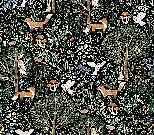 MuralPeel Fairy Forest Animals Mushroom Fox Owl Peel and Stick Wallpaper Self Adhesive Removable Easy Peel Off Stick on Wall Paper for Bedroom Cabinet Renter Friendly